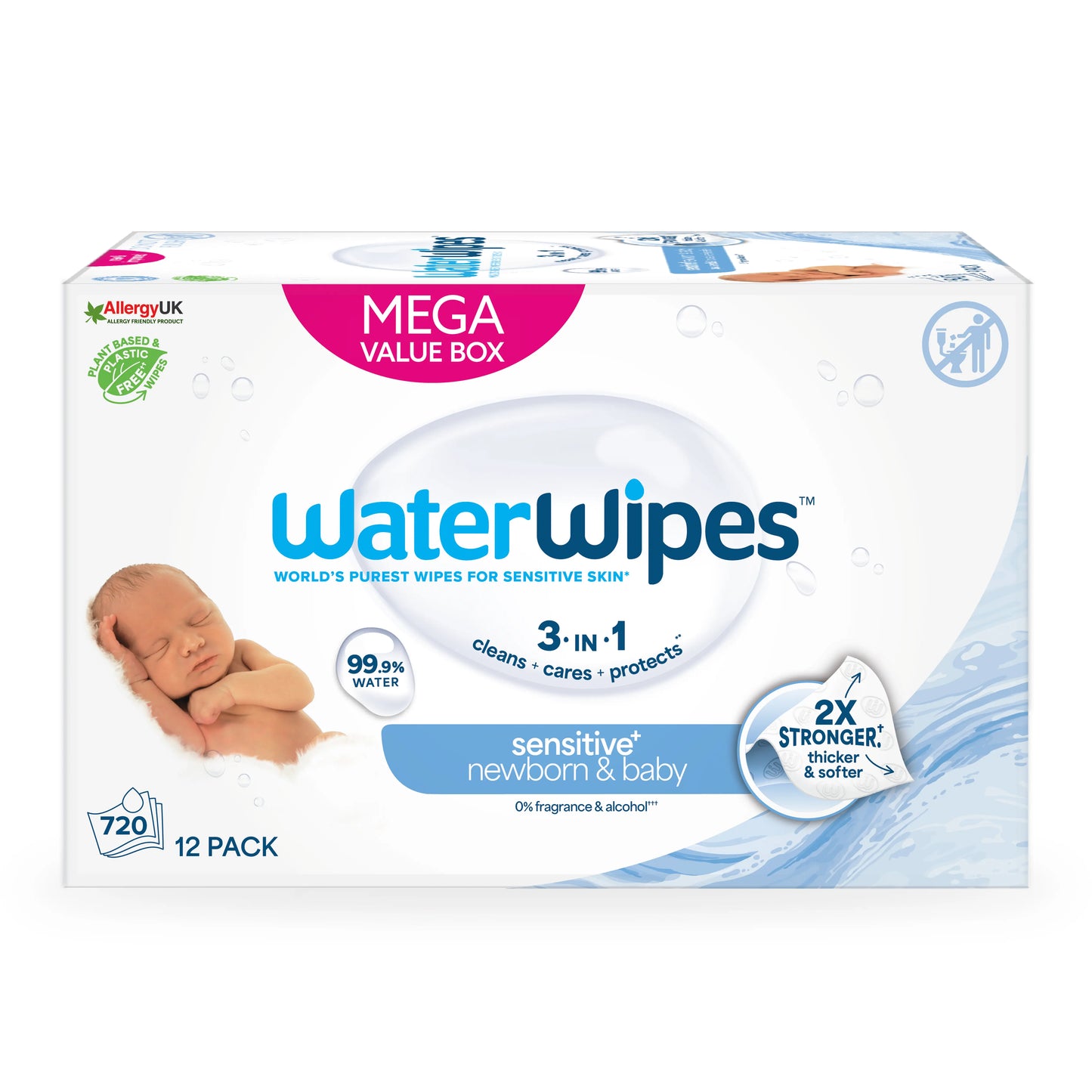 WaterWipes Billendoekjes 12x60 Voordeeldoos - 720 Doekjes Happy Earth